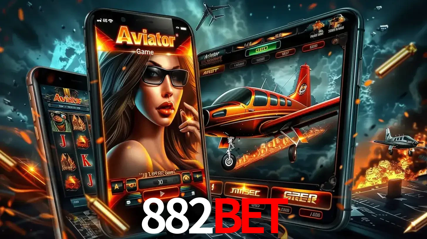 O popular jogo de apostas Aviator exibido em vários celulares e tablets, mostrando a interface emocionante e a ação de voo disponíveis para jogar agora no 882BET.